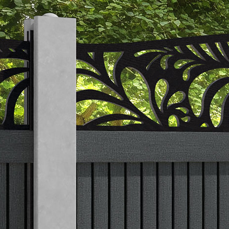Virtis Petal Curved Top Fence Panel - Dark Grey - for existing concrete posts