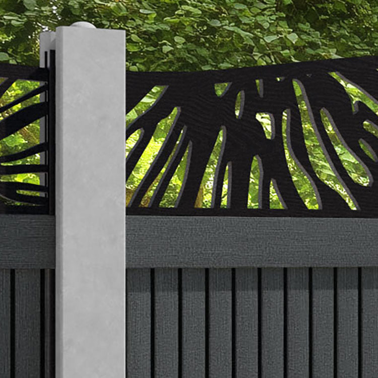 Virtis Poppy Curved Top Fence Panel - Dark Grey - for existing concrete posts