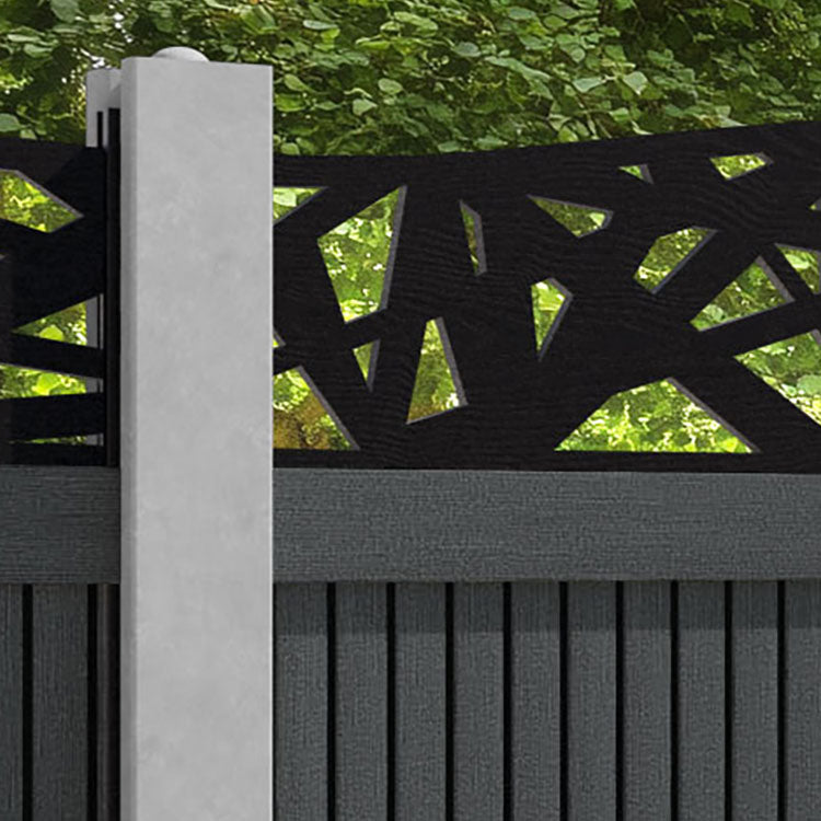 Virtis Prism Curved Top Fence Panel - Dark Grey - for existing concrete posts