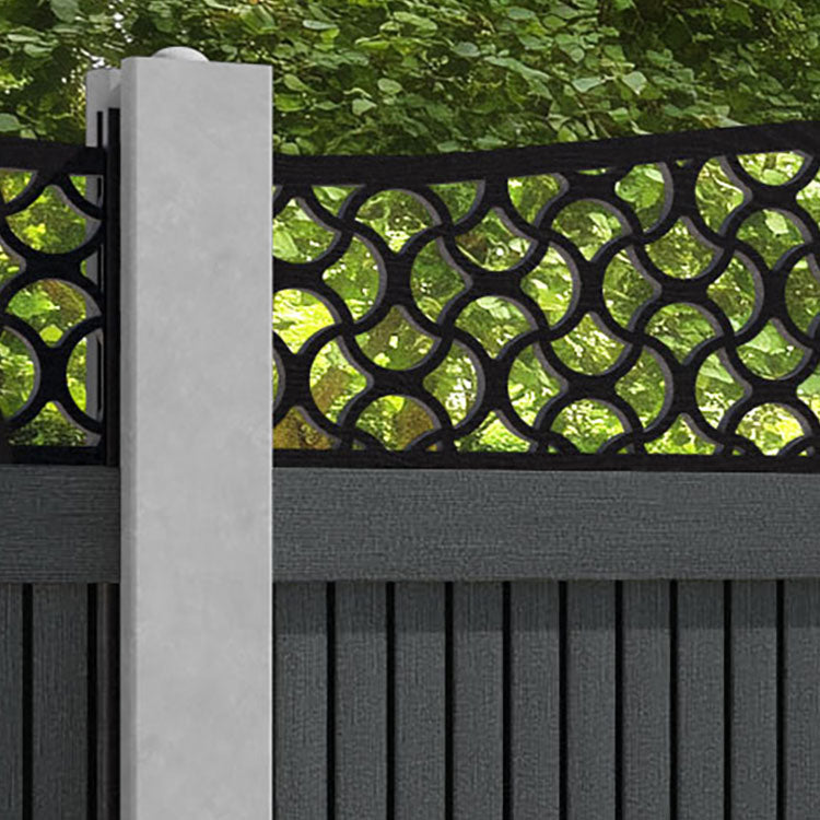 Virtis Vida Curved Top Fence Panel - Dark Grey - for existing concrete posts