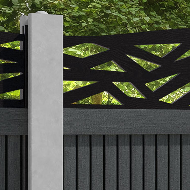Virtis Zenith Curved Top Fence Panel - Dark Grey - for existing concrete posts