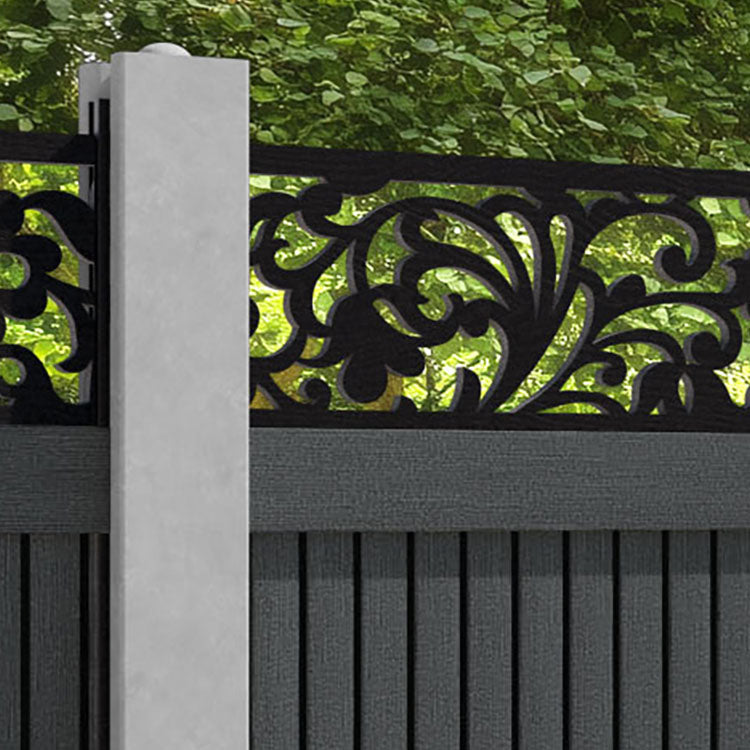 Virtis Eden Fence Panel - Dark Grey - for existing concrete posts