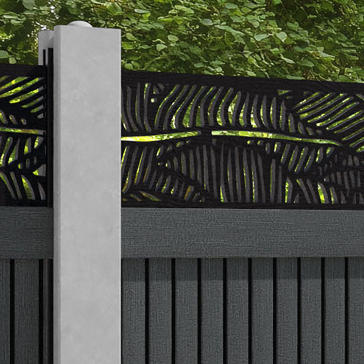 Virtis Feather Fence Panel - Dark Grey - for existing concrete posts