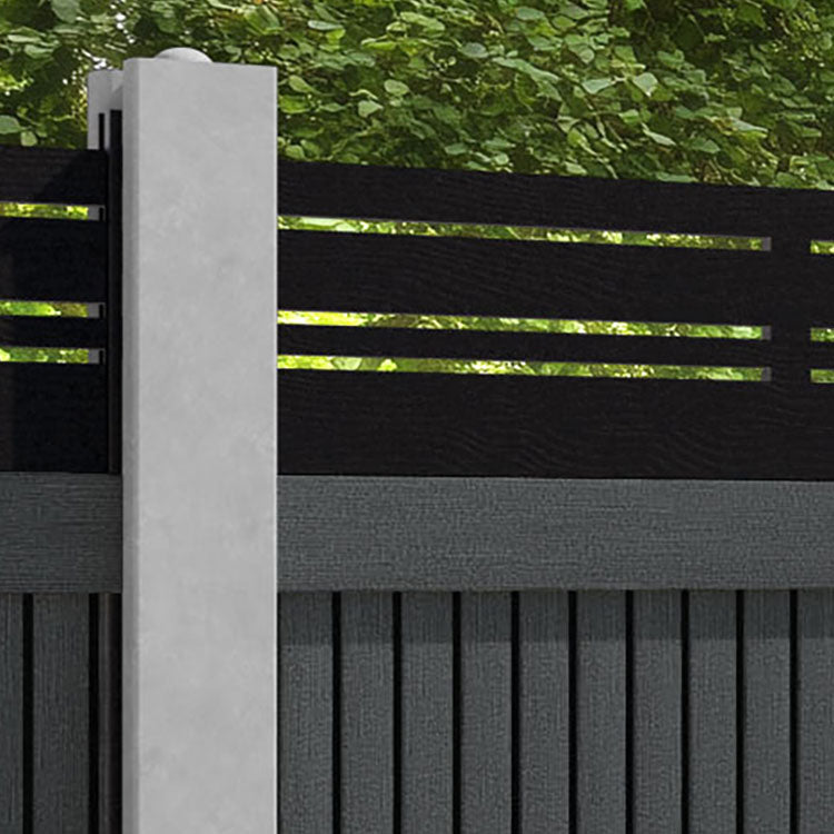 Virtis Linea Fence Panel - Dark Grey - for existing concrete posts