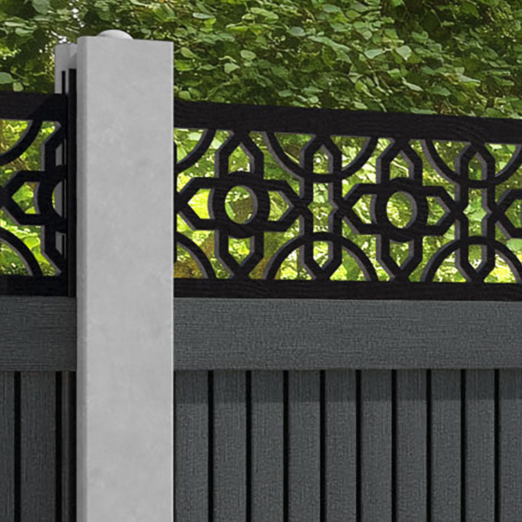 Virtis Nabila Fence Panel - Dark Grey - for existing concrete posts