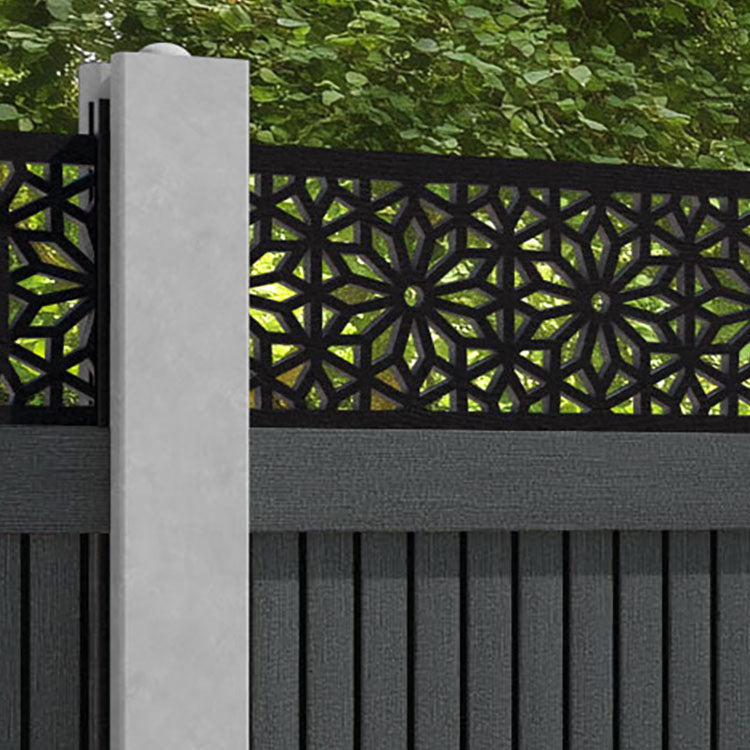 Virtis Narwa Fence Panel - Dark Grey - for existing concrete posts