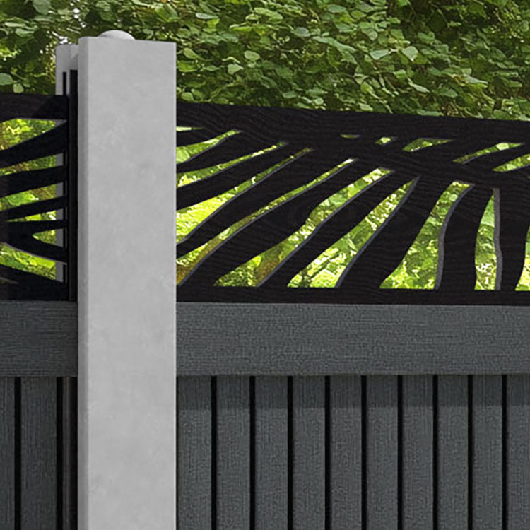 Virtis Palm Fence Panel - Dark Grey - for existing concrete posts