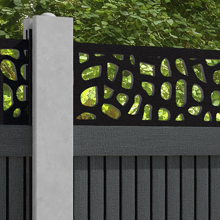 Virtis Pebble Fence Panel - Dark Grey - for existing concrete posts