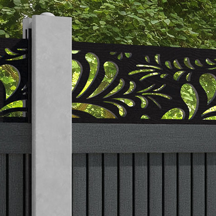 Virtis Petal Fence Panel - Dark Grey - for existing concrete posts