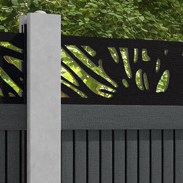 Virtis Poppy Fence Panel - Dark Grey - for existing concrete posts