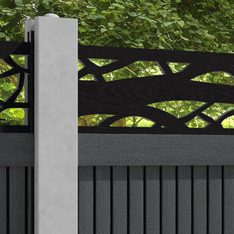 Virtis Twilight Fence Panel - Dark Grey - for existing concrete posts