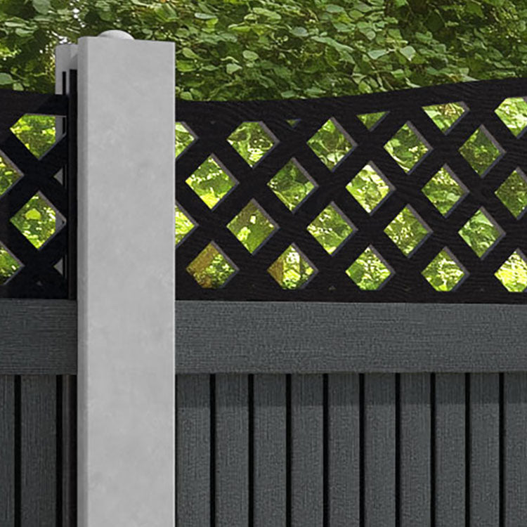 Virtis High Wave Fence Panel - Dark Grey - for existing concrete posts