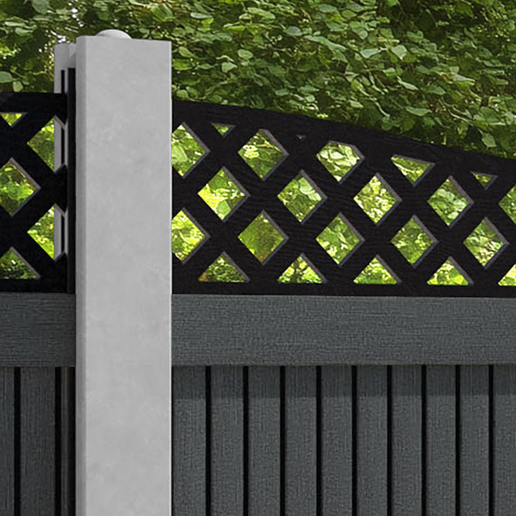 Virtis Low Wave Fence Panel - Dark Grey - for existing concrete posts