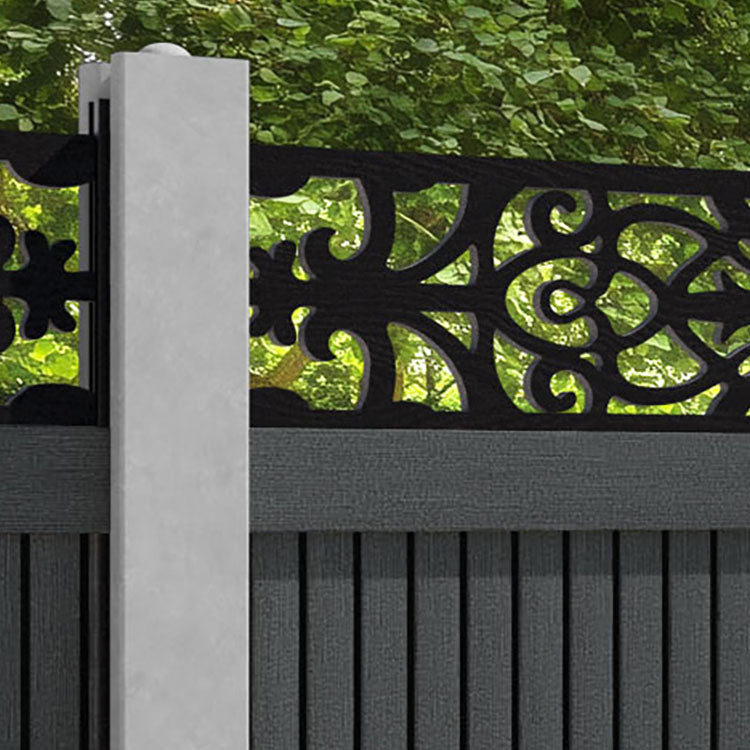Virtis Windsor Fence Panel - Dark Grey - for existing concrete posts