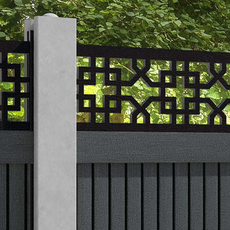 Virtis Zaria Fence Panel - Dark Grey - for existing concrete posts