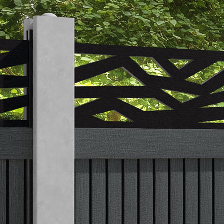 Virtis Zenith Fence Panel - Dark Grey - for existing concrete posts