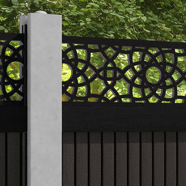 Virtis Ambar Fence Panel - Dark Oak - for existing concrete posts