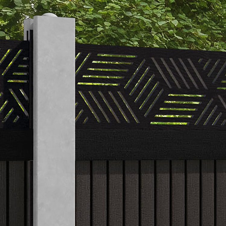 Virtis Cubed Fence Panel - Dark Oak - for existing concrete posts