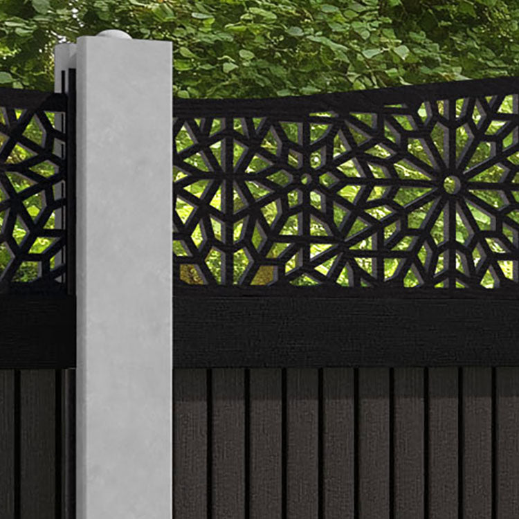 Virtis Alnara Curved Top Fence Panel - Dark Oak - for existing concrete posts