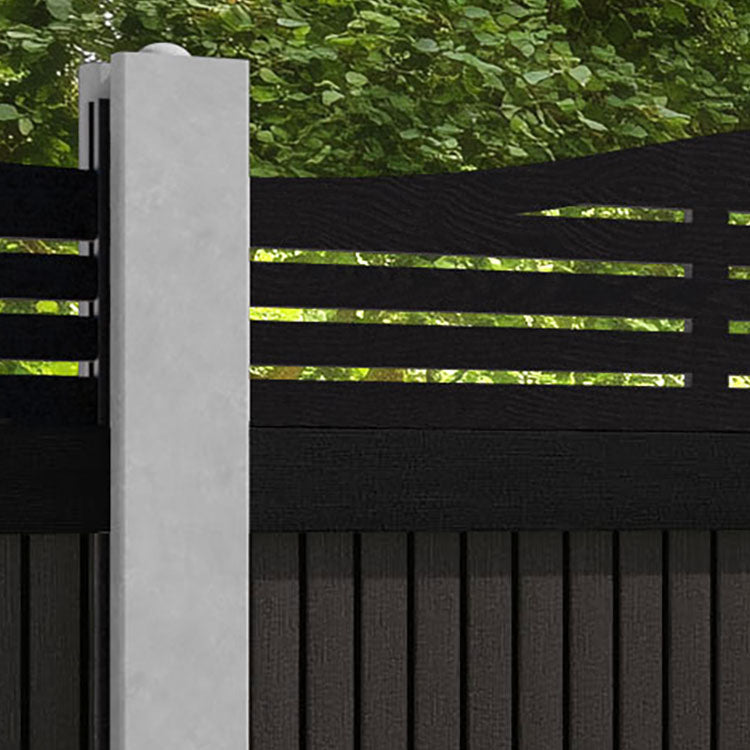 Virtis Aspen Curved Top Fence Panel - Dark Oak - for existing concrete posts
