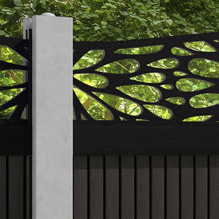 Virtis Blossom Curved Top Fence Panel - Dark Oak - for existing concrete posts