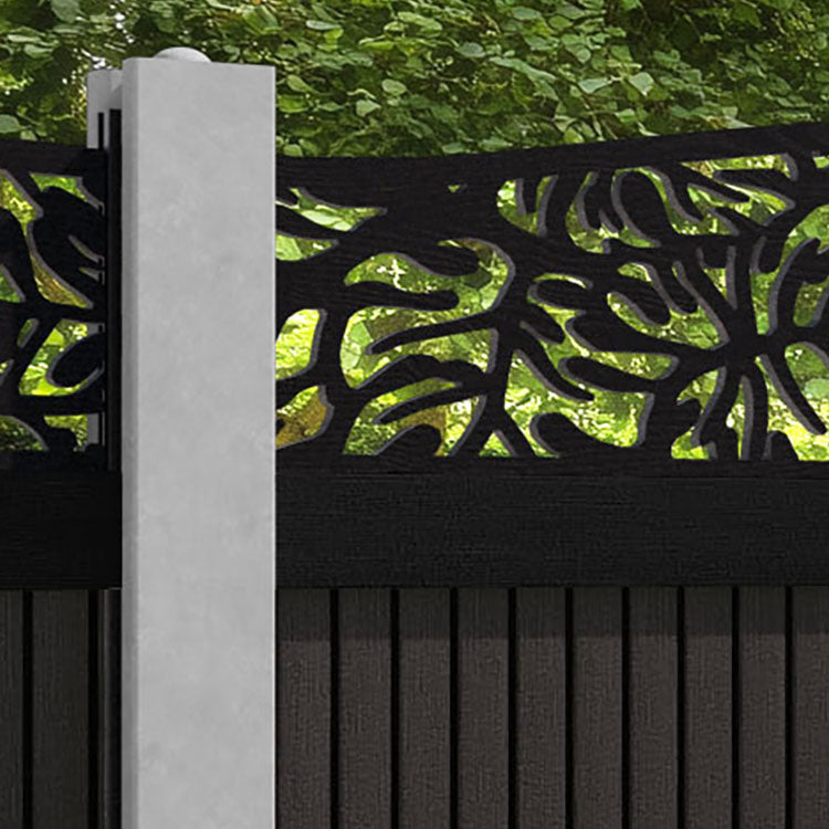 Virtis Botanic Curved Top Fence Panel - Dark Oak - for existing concrete posts