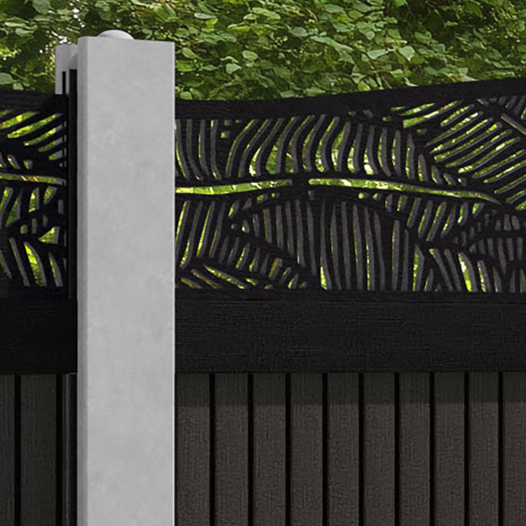 Virtis Feather Curved Top Fence Panel - Dark Oak - for existing concrete posts