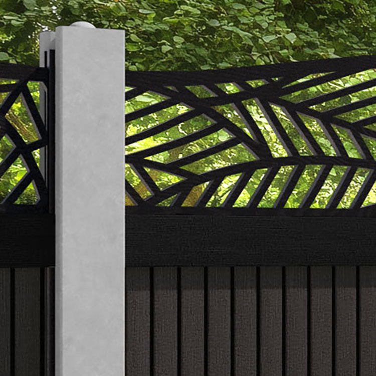 Virtis Habitat Curved Top Fence Panel - Dark Oak - for existing concrete posts