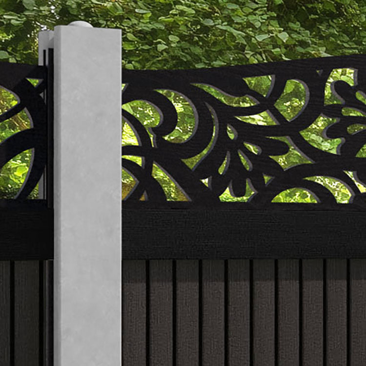 Virtis Heritage Curved Top Fence Panel - Dark Oak - for existing concrete posts