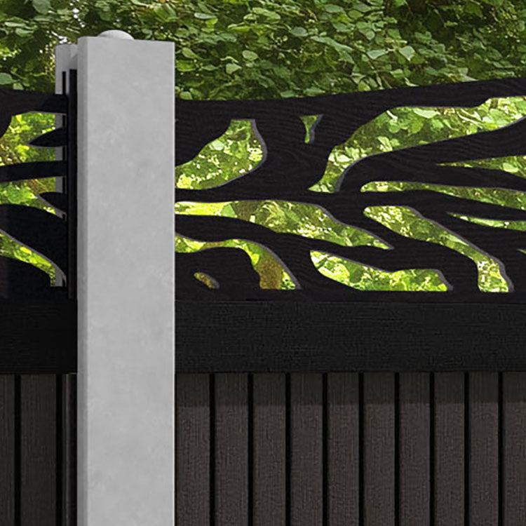 Virtis Malawi Curved Top Fence Panel - Dark Oak - for existing concrete posts