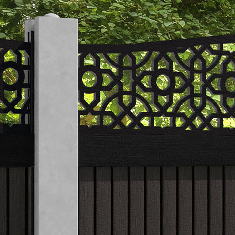 Virtis Nabila Curved Top Fence Panel - Dark Oak - for existing concrete posts