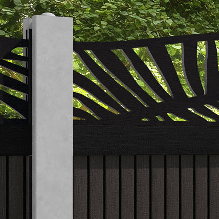 Virtis Palm Curved Top Fence Panel - Dark Oak - for existing concrete posts