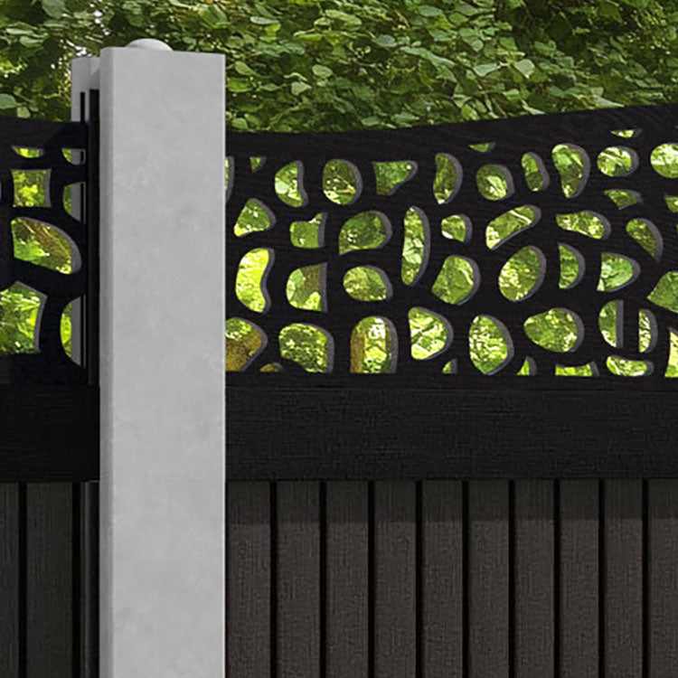Virtis Pebble Curved Top Fence Panel - Dark Oak - for existing concrete posts