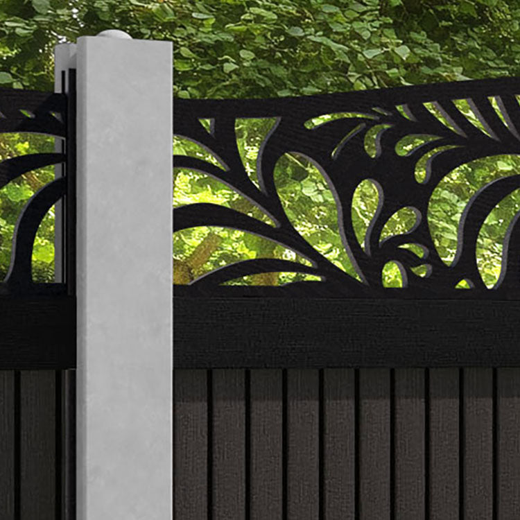 Virtis Petal Curved Top Fence Panel - Dark Oak - for existing concrete posts