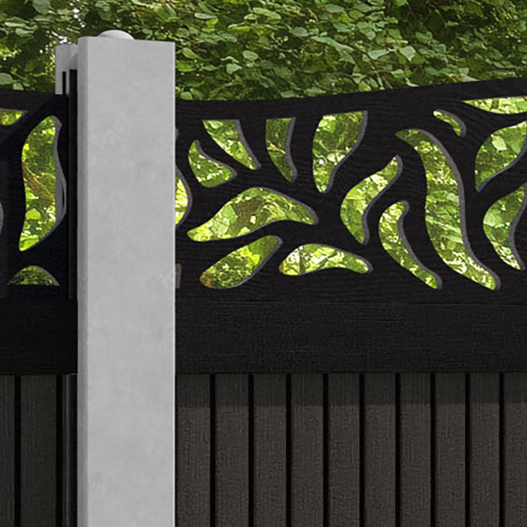 Virtis Plume Curved Top Fence Panel - Dark Oak - for existing concrete posts
