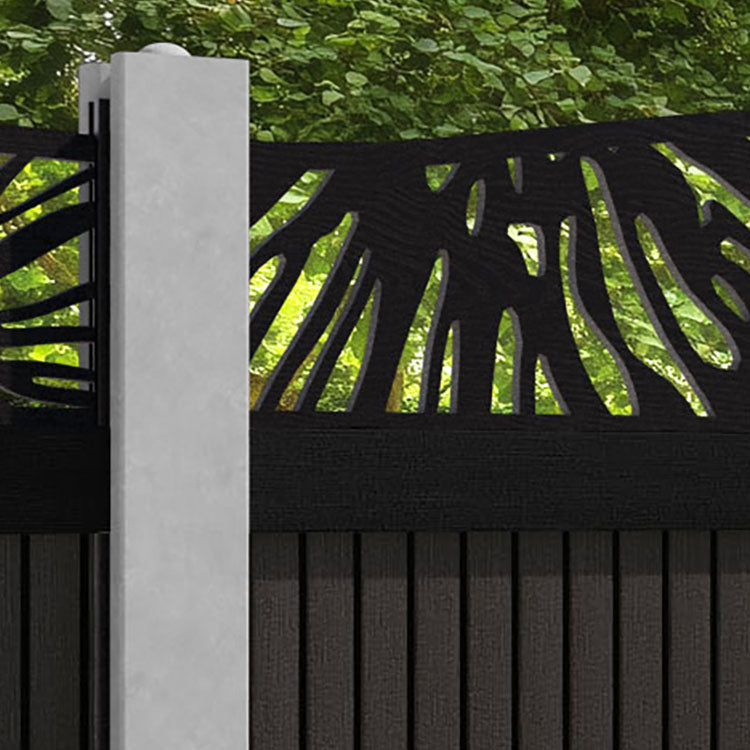 Virtis Poppy Curved Top Fence Panel - Dark Oak - for existing concrete posts