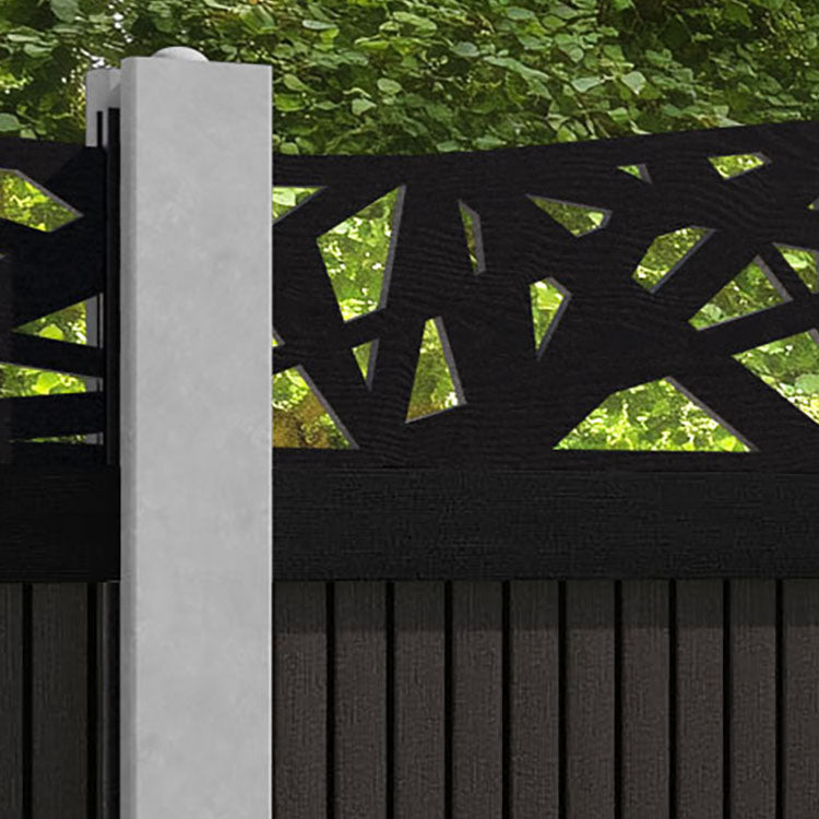 Virtis Prism Curved Top Fence Panel - Dark Oak - for existing concrete posts