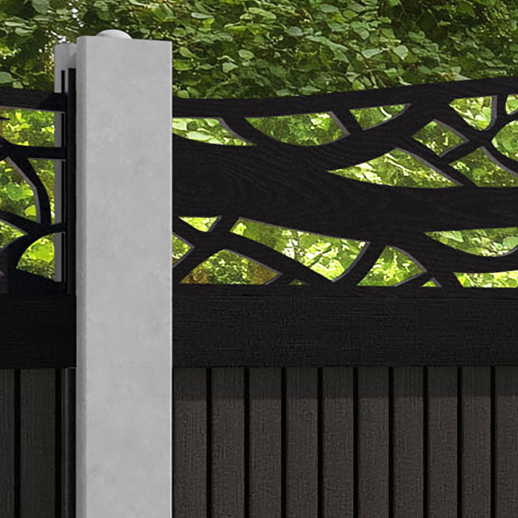 Virtis Twilight Curved Top Fence Panel - Dark Oak - for existing concrete posts