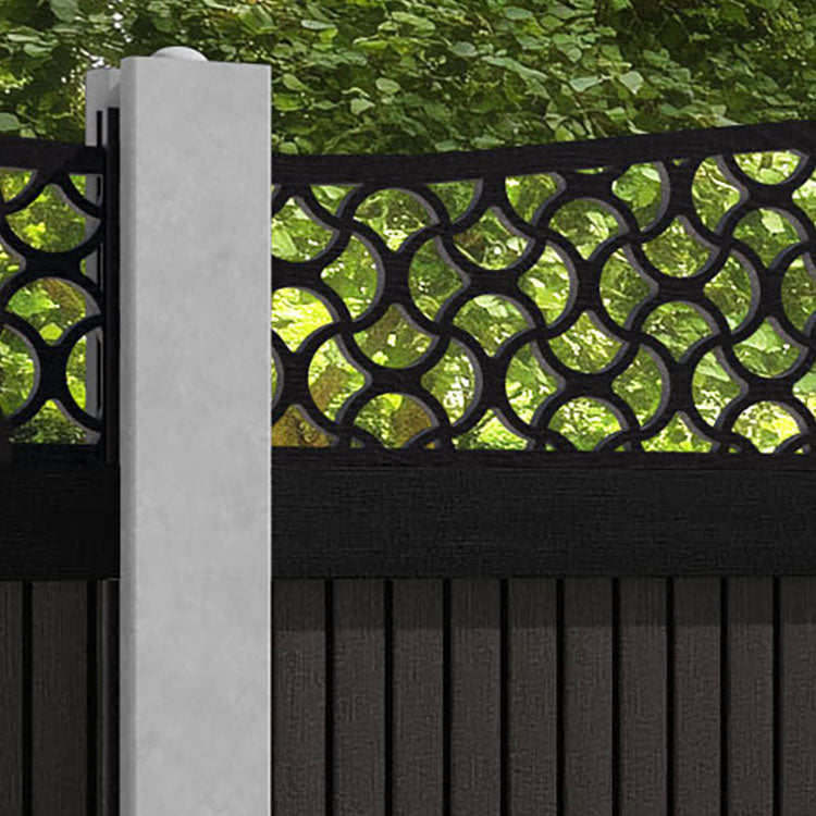 Virtis Vida Curved Top Fence Panel - Dark Oak - for existing concrete posts