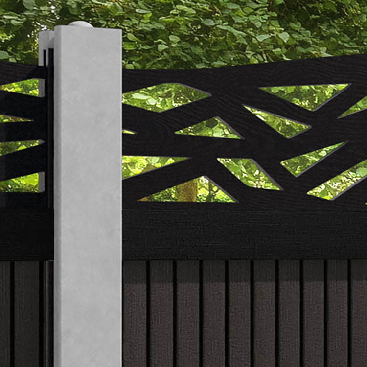 Virtis Zenith Curved Top Fence Panel - Dark Oak - for existing concrete posts