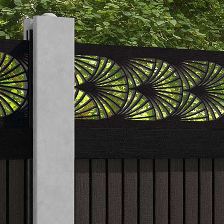 Virtis Laurel Fence Panel - Dark Oak - for existing concrete posts