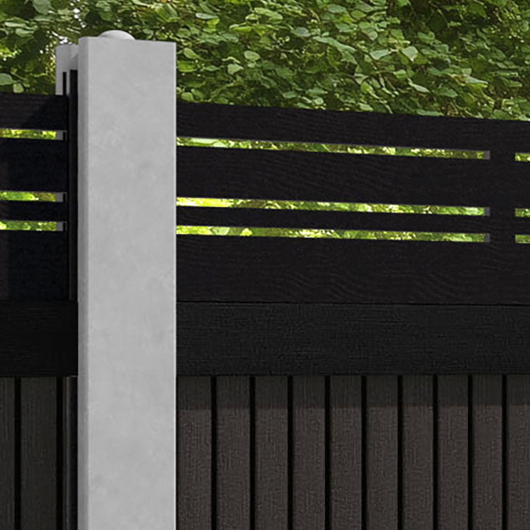 Virtis Linea Fence Panel - Dark Oak - for existing concrete posts