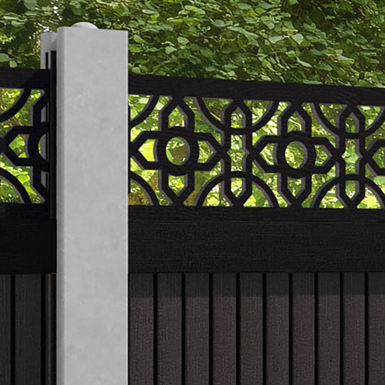 Virtis Nabila Fence Panel - Dark Oak - for existing concrete posts