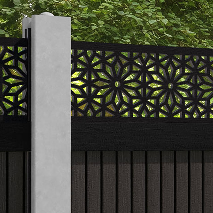 Virtis Narwa Fence Panel - Dark Oak - for existing concrete posts