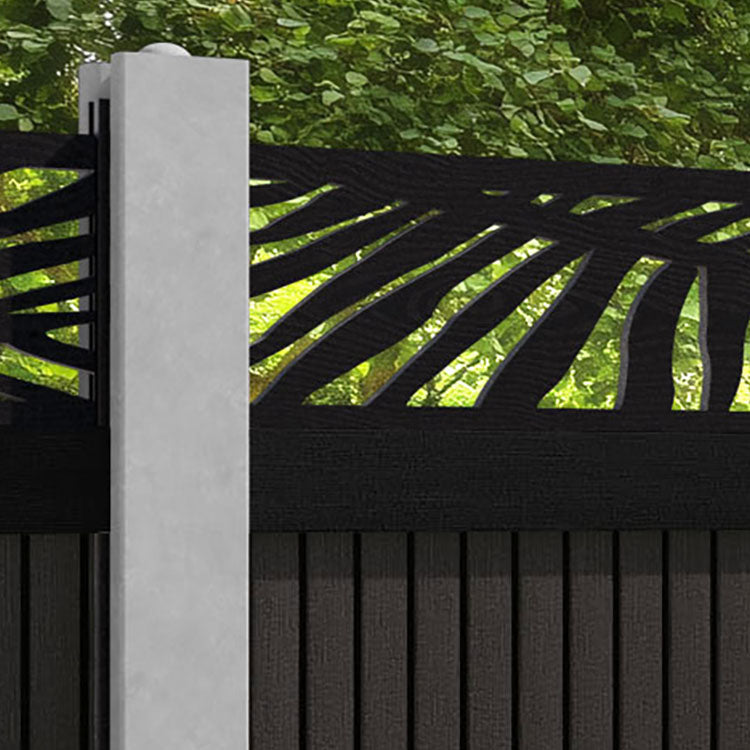 Virtis Palm Fence Panel - Dark Oak - for existing concrete posts