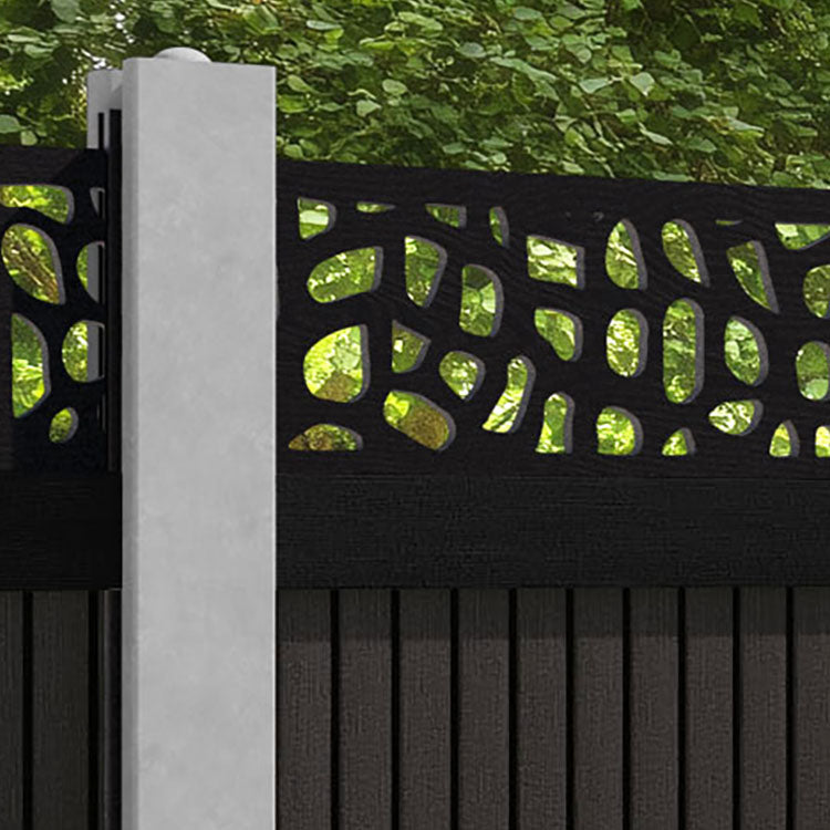 Virtis Pebble Fence Panel - Dark Oak - for existing concrete posts