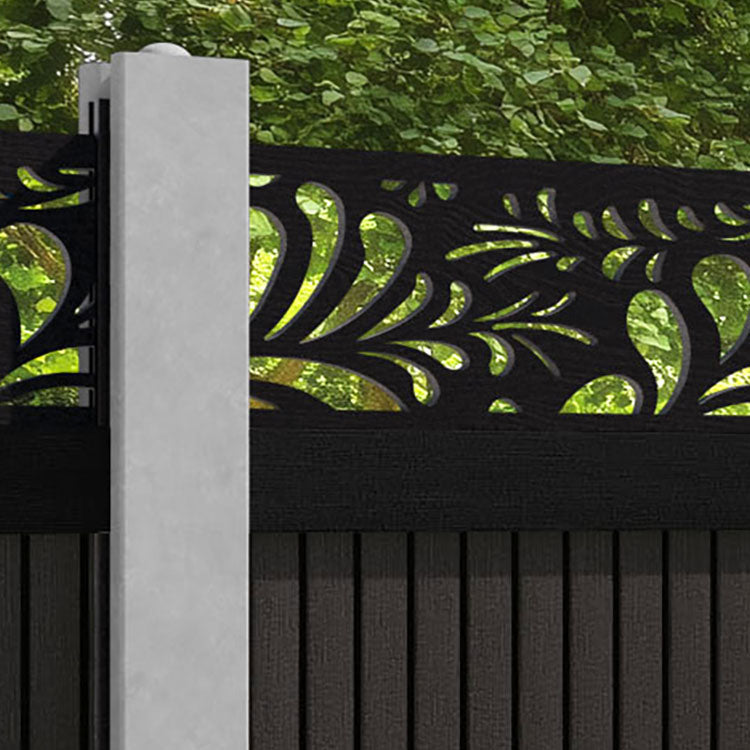 Virtis Petal Fence Panel - Dark Oak - for existing concrete posts