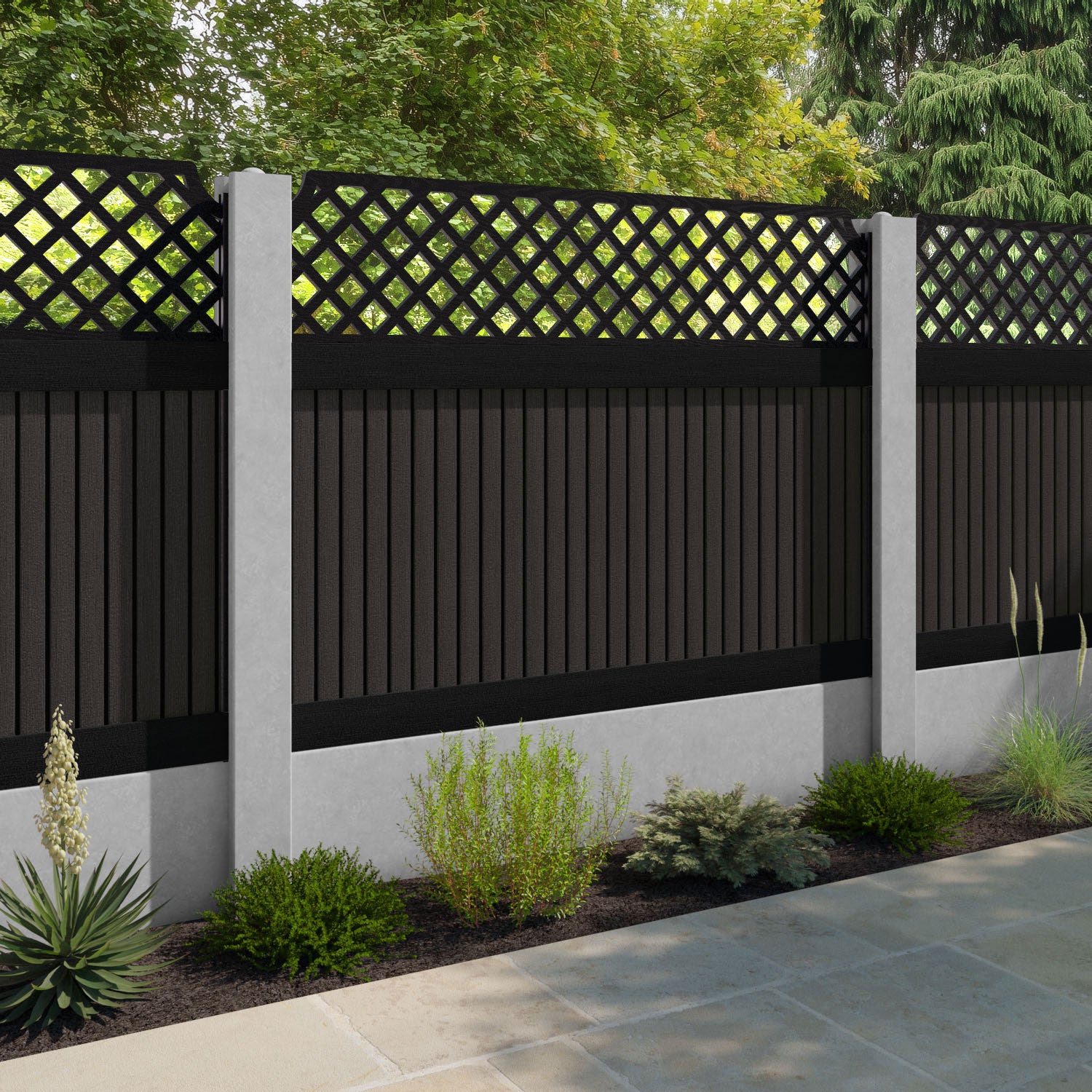 Virtis Regal Hive Fence Panel - Dark Oak - for existing concrete posts