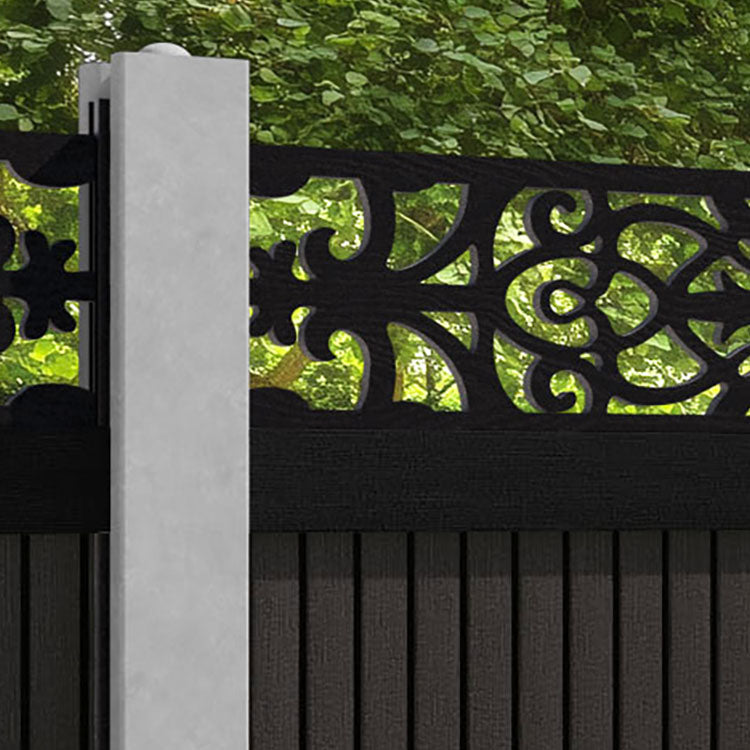 Virtis Windsor Fence Panel - Dark Oak - for existing concrete posts