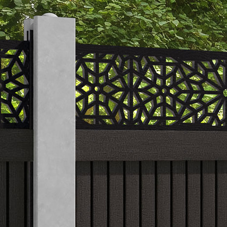 Virtis Alnara Fence Panel - Dark Oak - for existing concrete posts